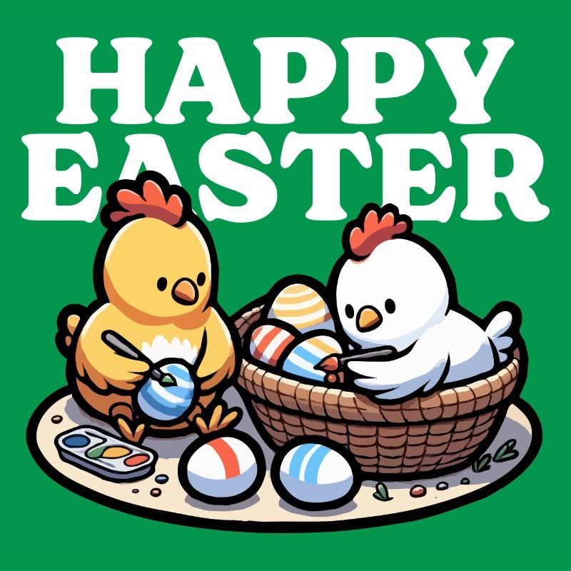 Happy Easter – Cute chicks paint Easter eggs