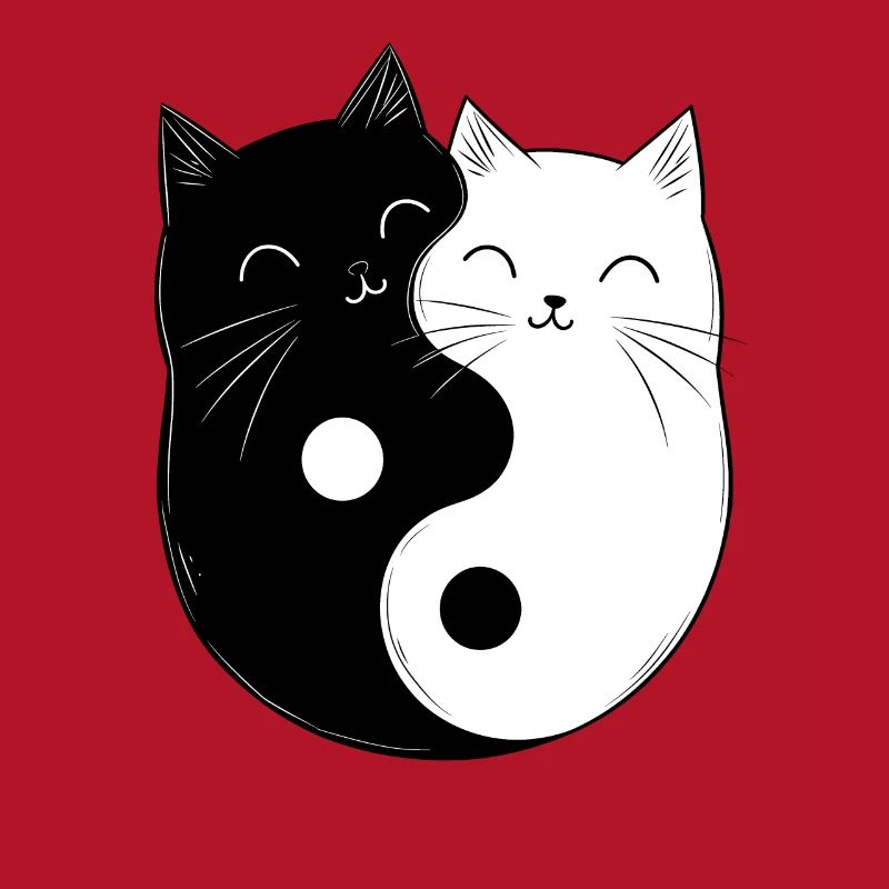 Yin et Yang Chats Chat Propriétaire Bouddhisme Graphique