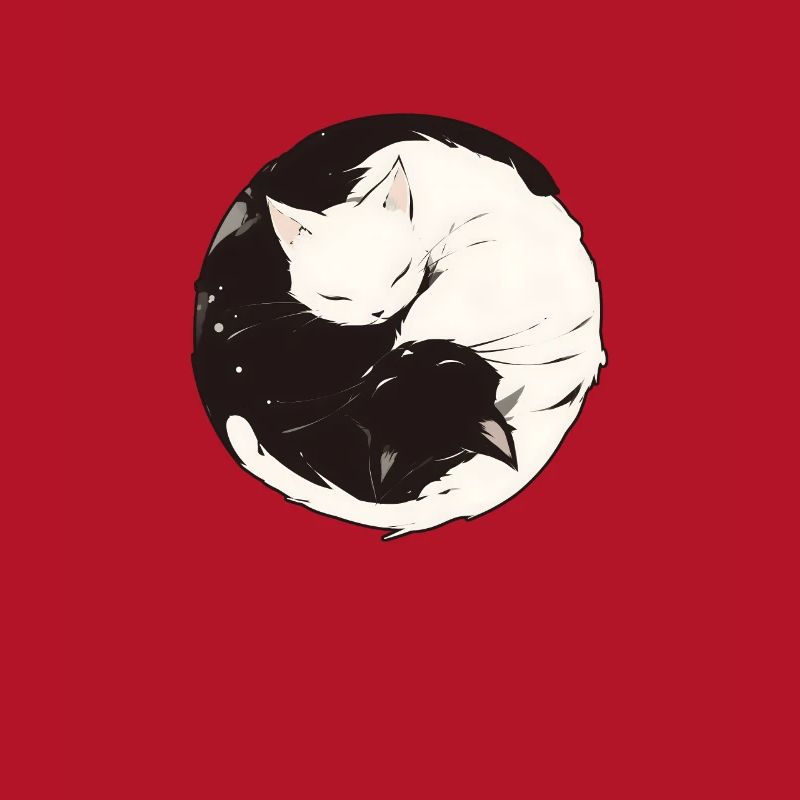 Yin et Yang bouddhisme graphique chats chat support