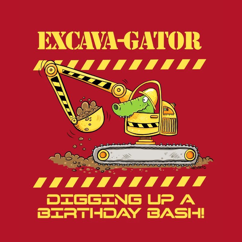Construction Site Excavator Crocodile Saying Pun