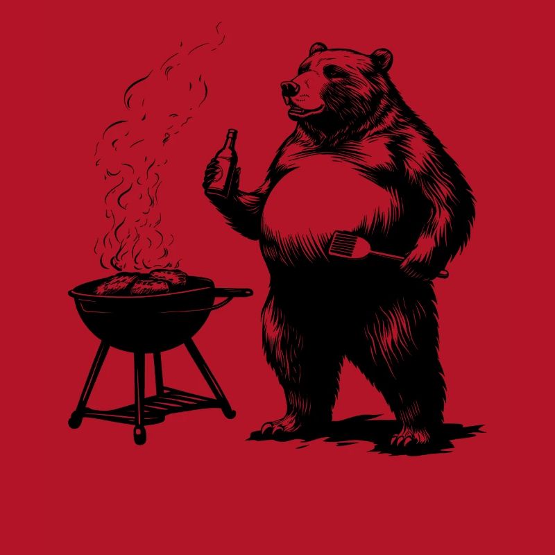 Grill Master Bear Funny Gift for Dads