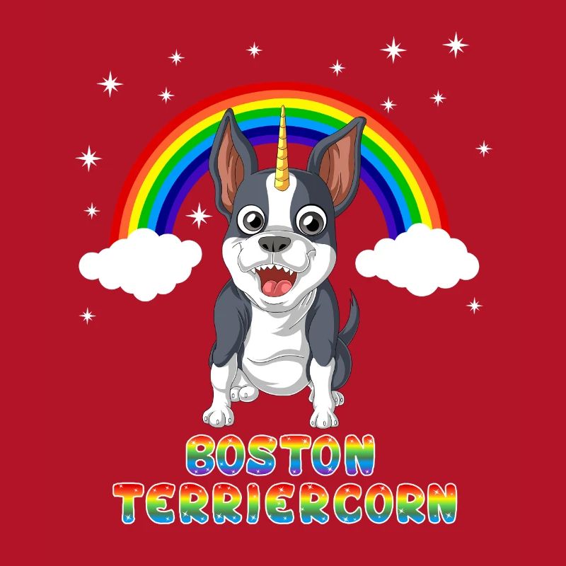 Boston Terrier Einhorn unter Regenbogen
