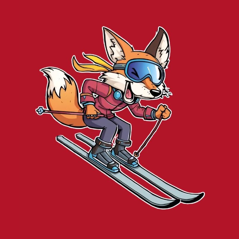 Adventure fox while skiing