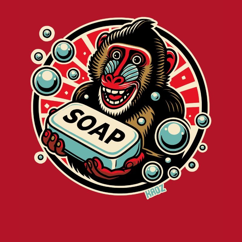 Mandrill Monkey with Soap