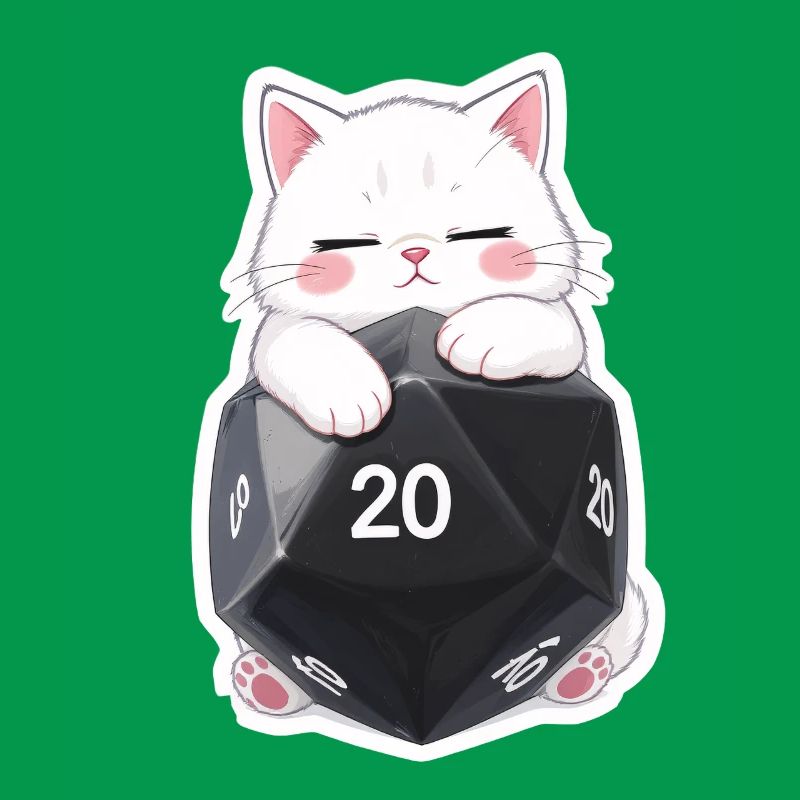 Sleeping Cat Hugging W20 Cube – Cartoon