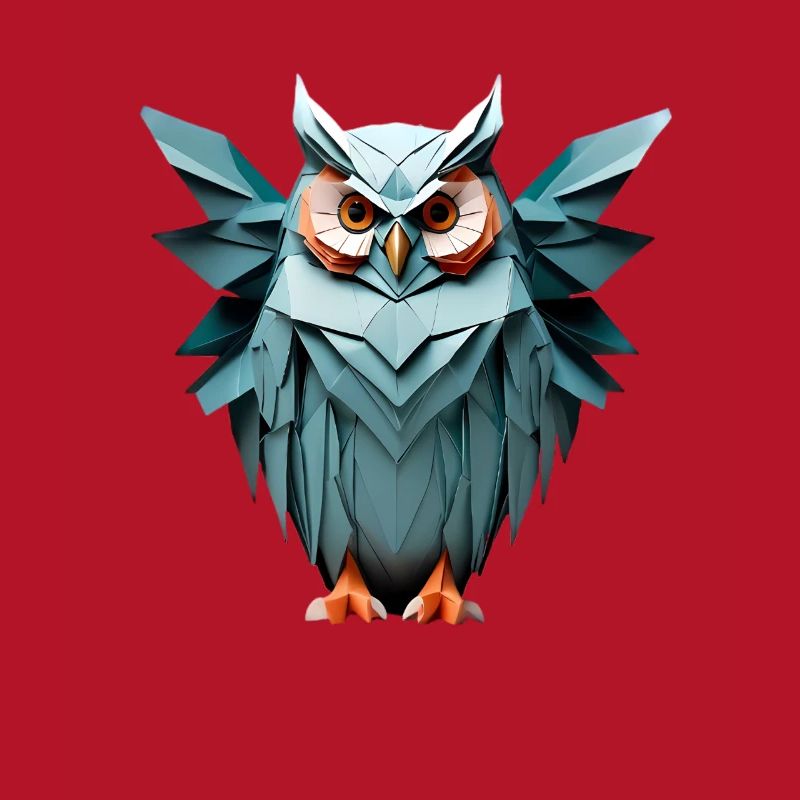 Blau Low-Poly Eule Design