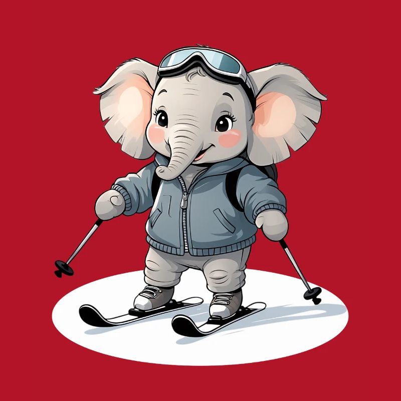Skiing Elephant Pullover Hoodie