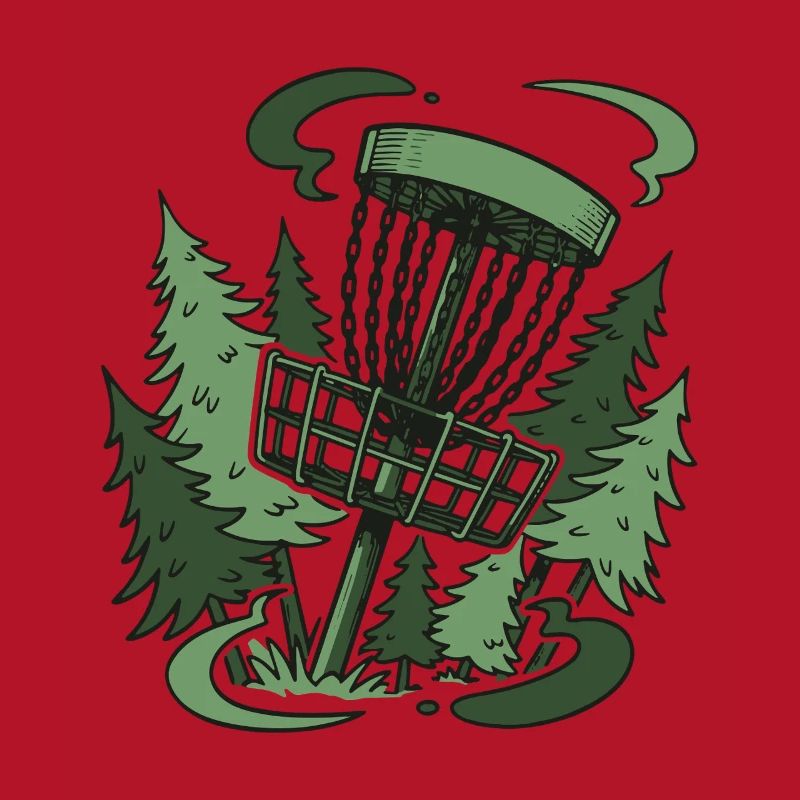 Disc Golf Basket In Forest Funny Disc Golf Scene