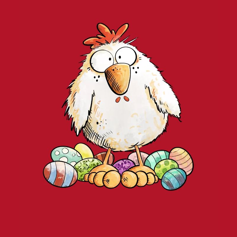 Easter Chicken with Easter Eggs Easter Motif Chickens Fan