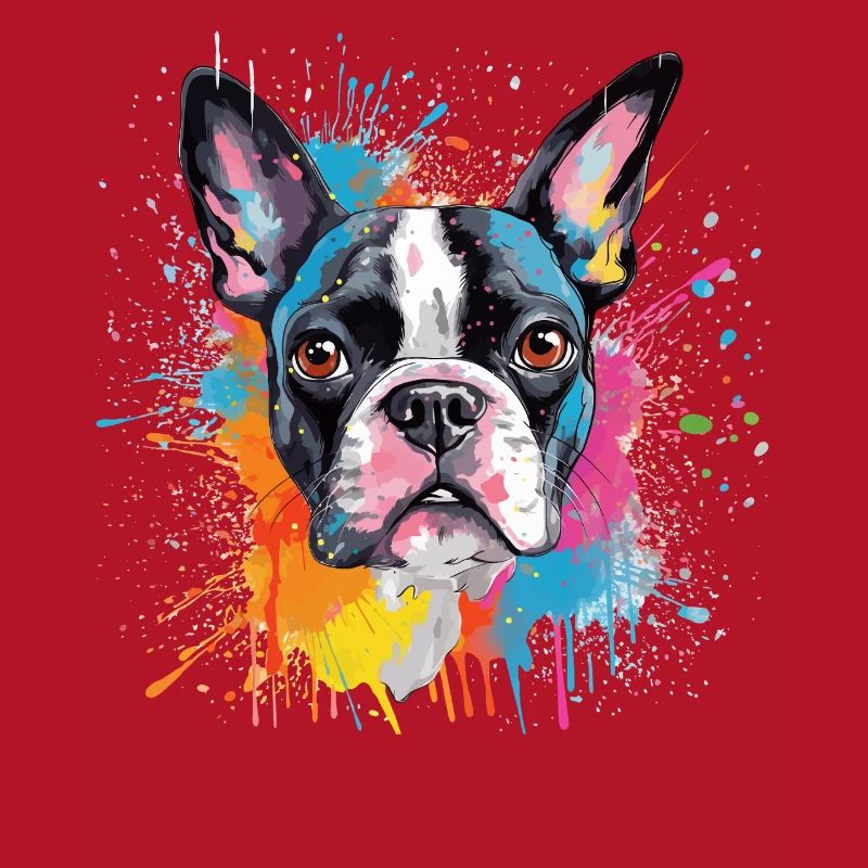 Portrait éclaboussé du Boston Terrier