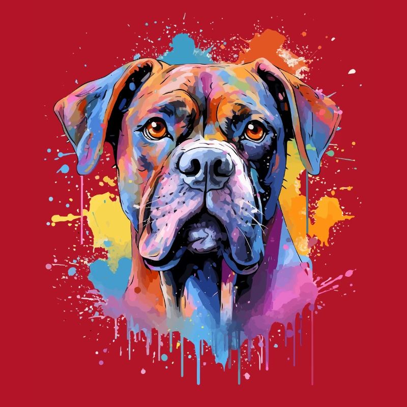 Chien boxer coloré à l’art éclaboussé