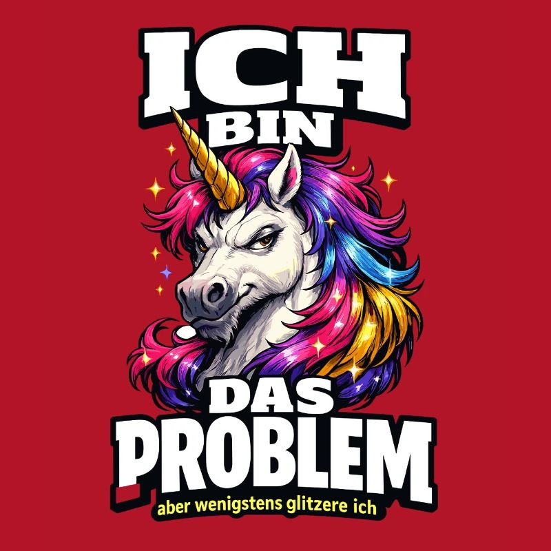 Ich bin das Problem Einhorn Spruch mit Glitzer