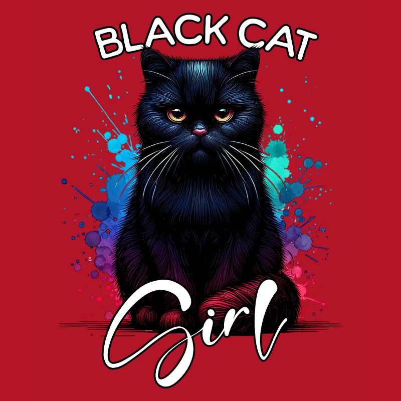 Grumpy Black Cat Mädchen Schwarze Katze