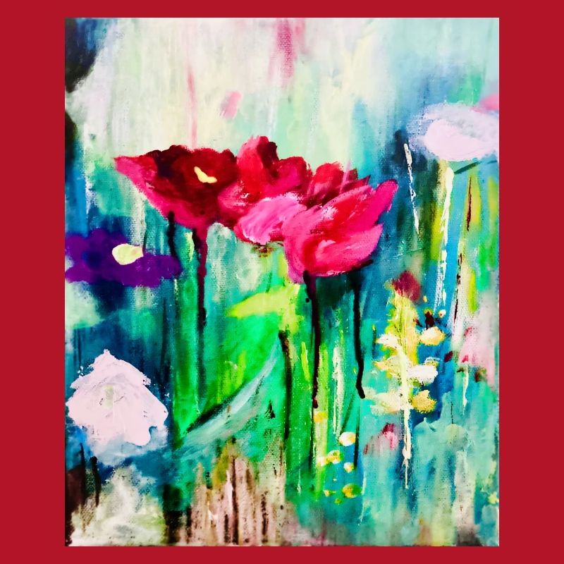 Aquarellblumen im Farbmeer