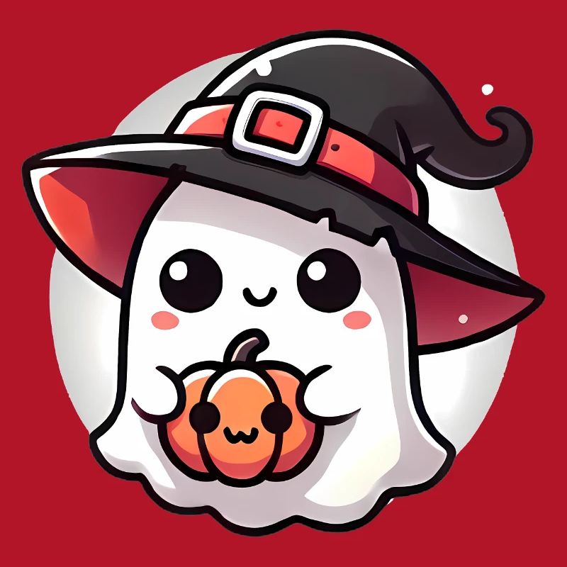 Fantôme d’Halloween mignon avec chapeau de sorcière