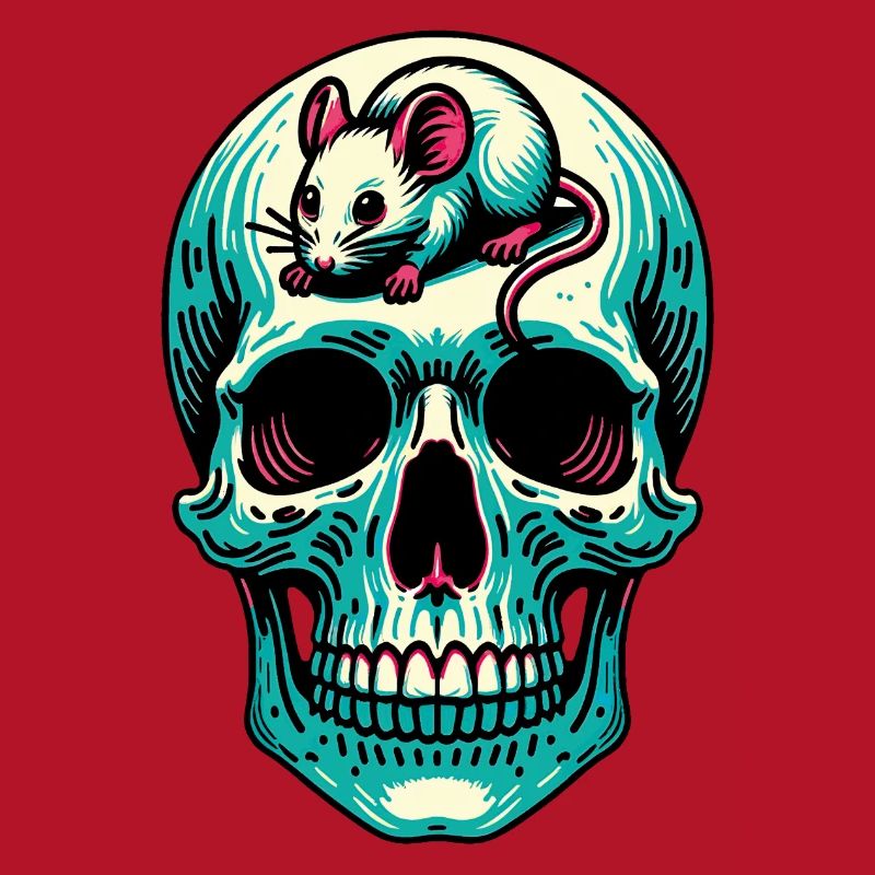 Skull with funny mouse on forehead