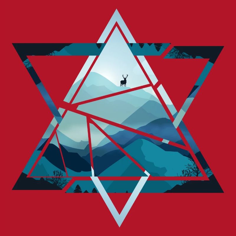 Triangle mountains with deer