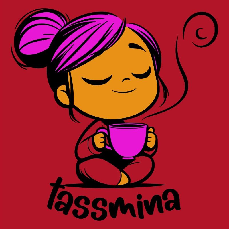 Tassmina enspannt mit einer Tasse Tee oder Kaffee