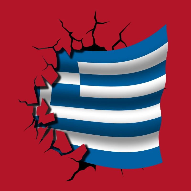 Drapeau de la Grèce - Grèce - Drapeau Broken Design