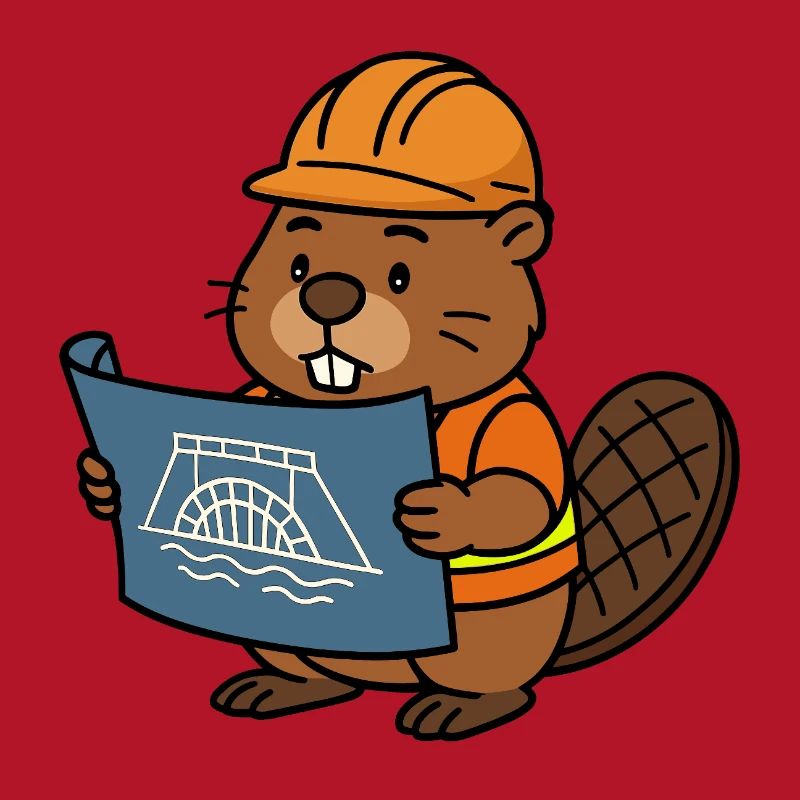 Beaver Ouvrier du bâtiment Bob Maître constructeur Plan Construction Barrage