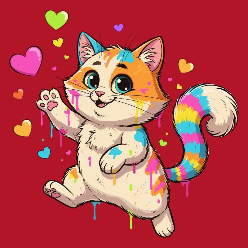 Bunte Farbklecks Katze