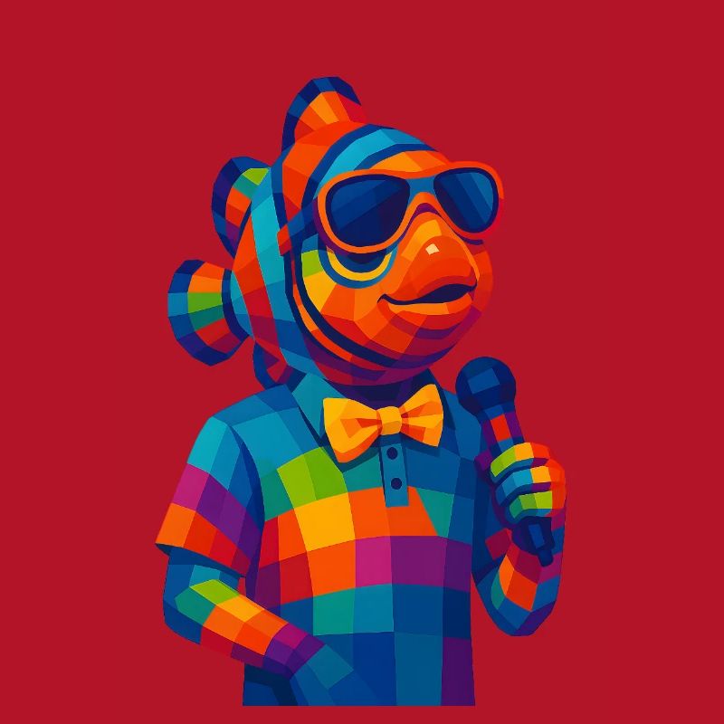 WPAP Polygon Stil Tiere - Clownfisch mit Fliege