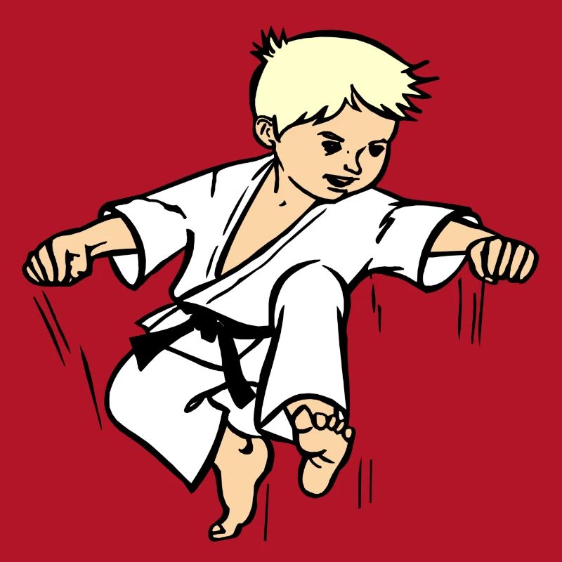 Karatekind oder Judokind mit schwarzem Gürtel