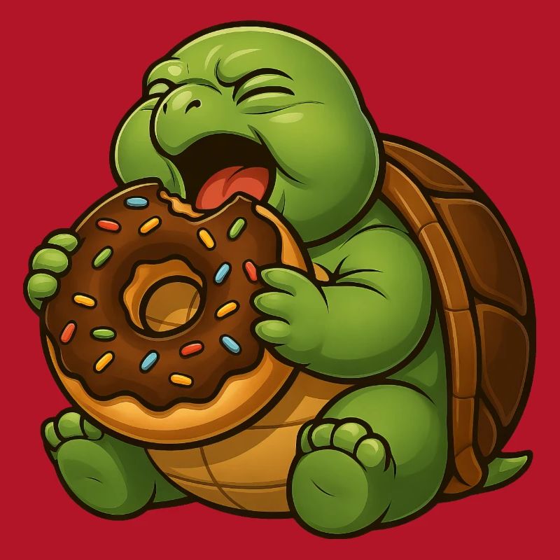 Cute Turtle with Donut Snacking Dessert
