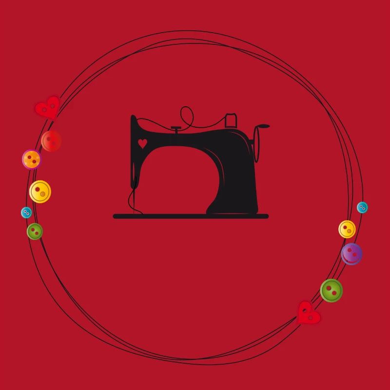 nostalgic stylized sewing machine with buttons