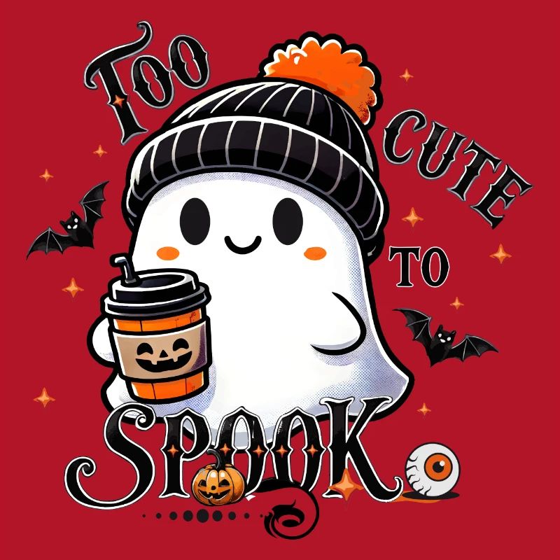 cool ghost with bobble hat & pumpkin spice latte