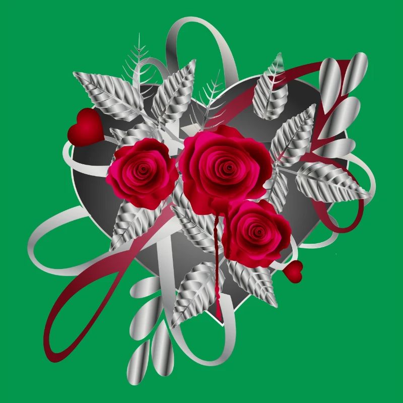 silver Valentine's Day composition with roses