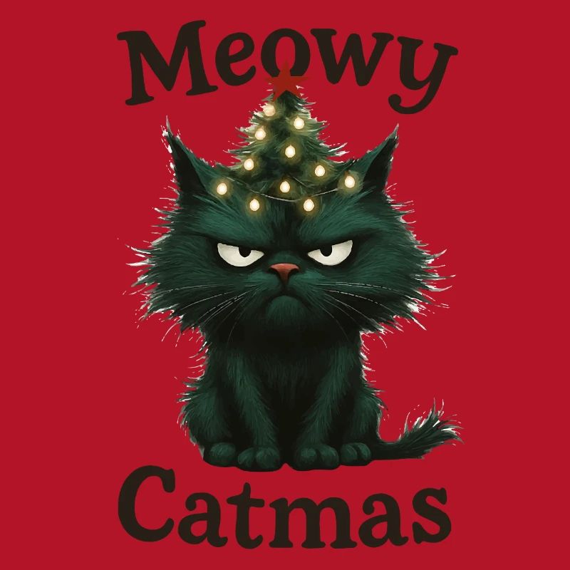 Meowy Catmas Grumpy Christmas Cat