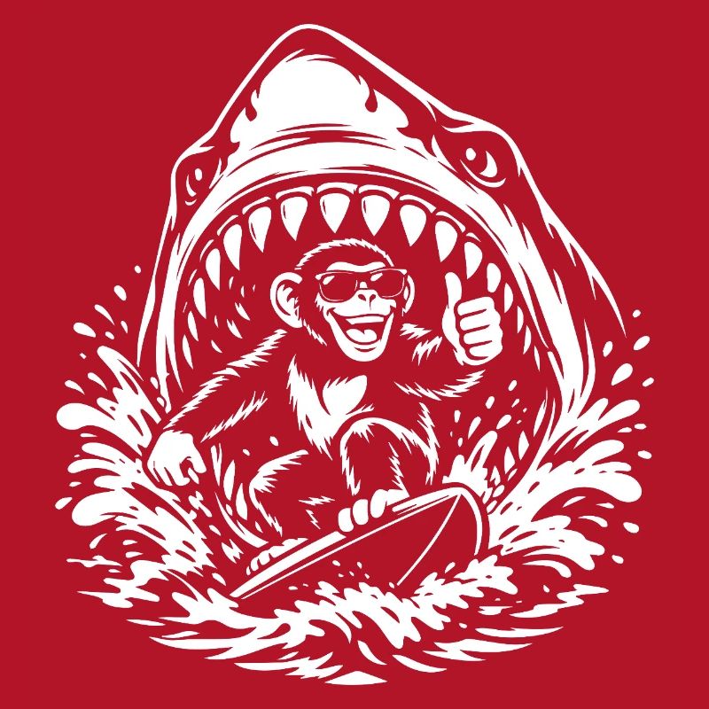 Singe Surfeur dans Shark Wave
