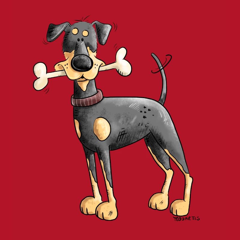 Dobermann Oder Pinscher mit Knochen