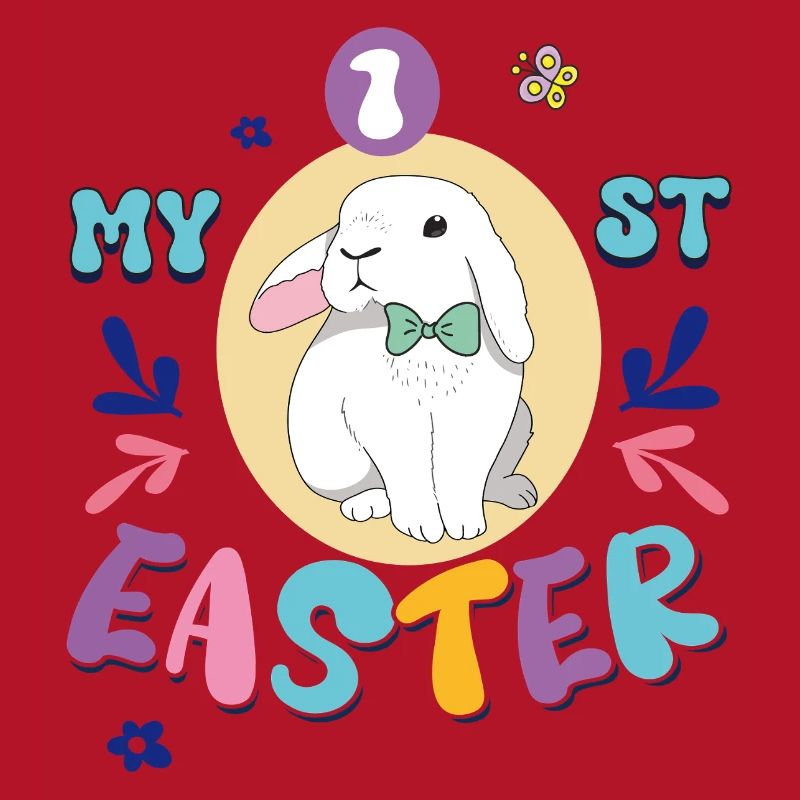My first Easter, cute bunny with a bow