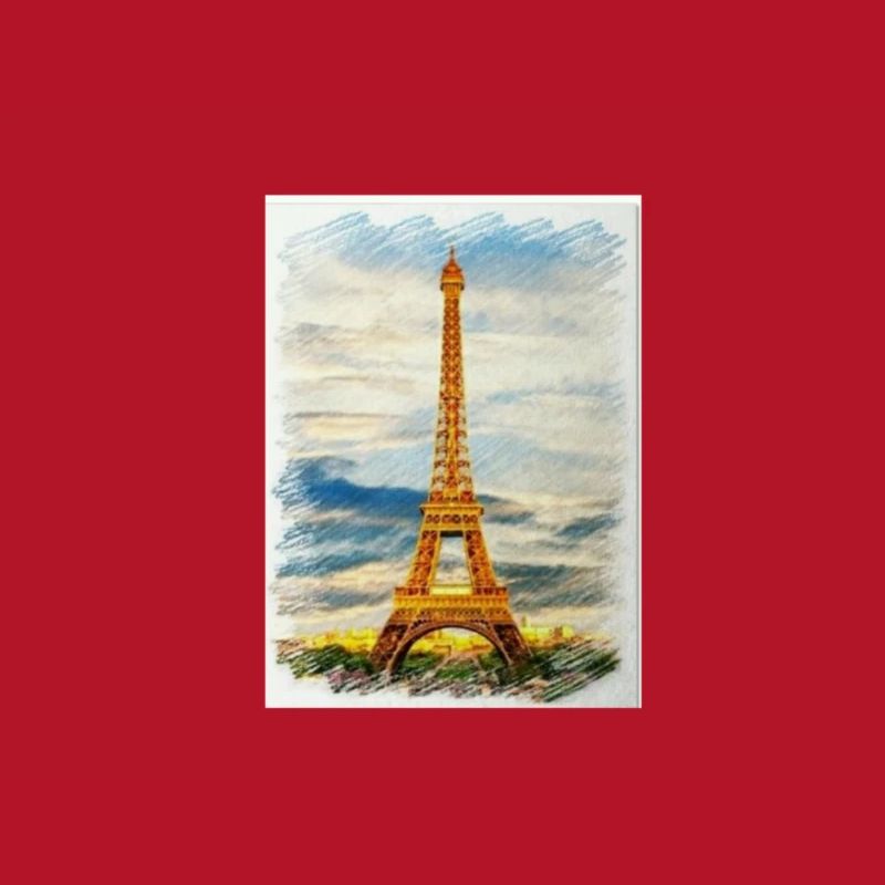 Watercolour Eiffel Tower Skyline Art