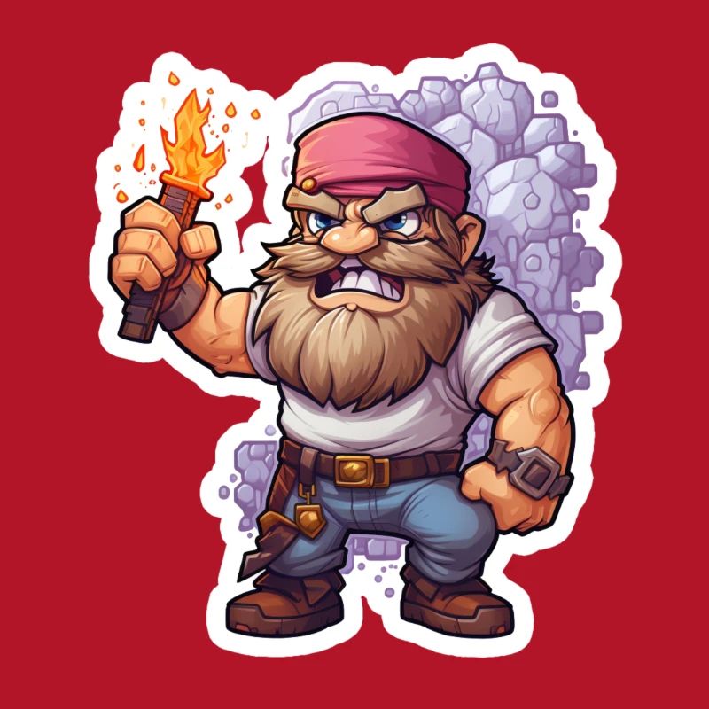 Pixel Dwarf With Torch Mining Game Shirt