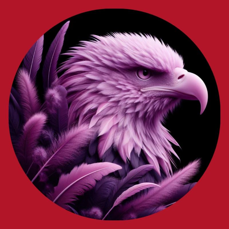 Purple Eagle Head with Feathers