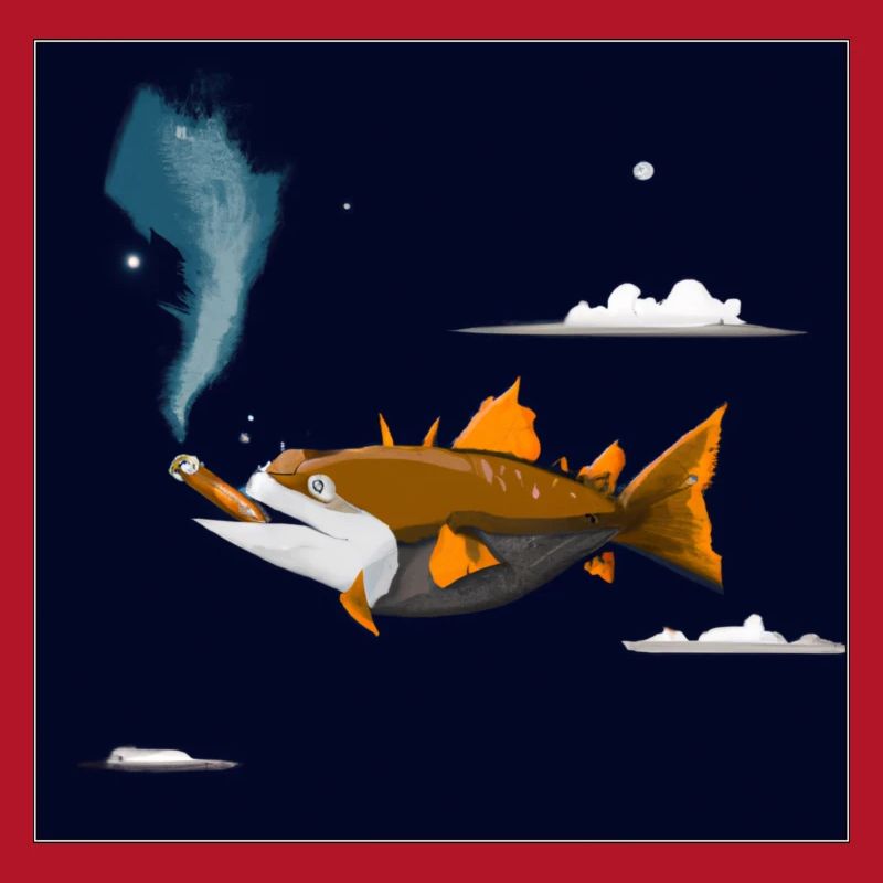 Fischen Sie mit einer Zigarre in der Luft.