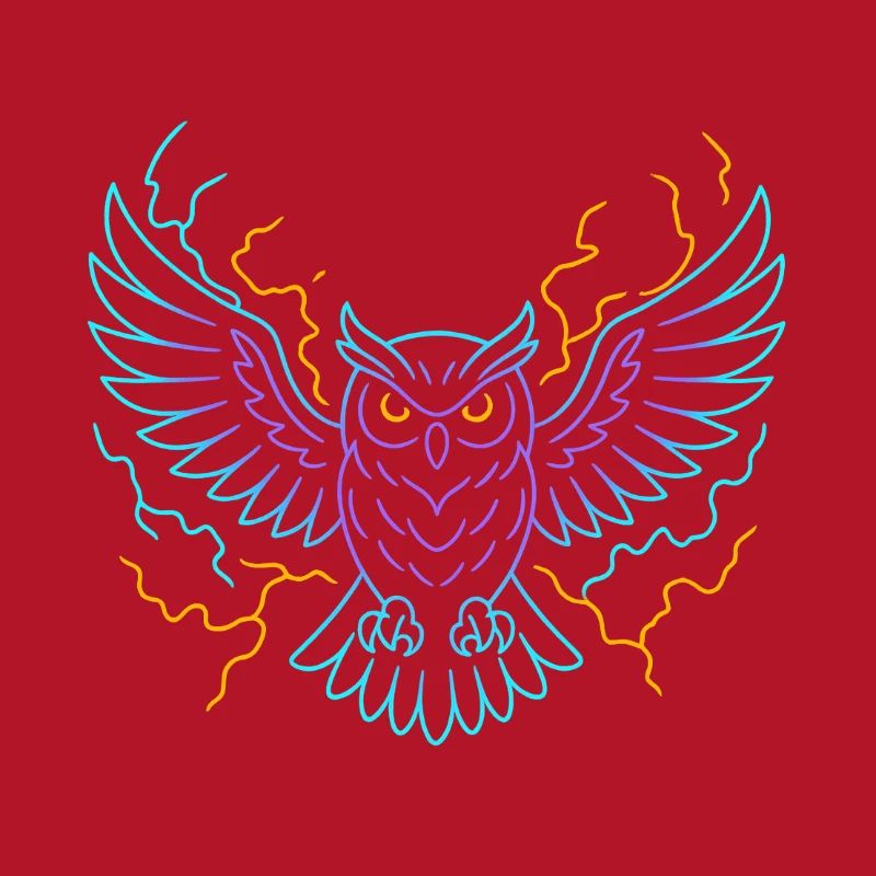 Neon-Eule mit Blitzen