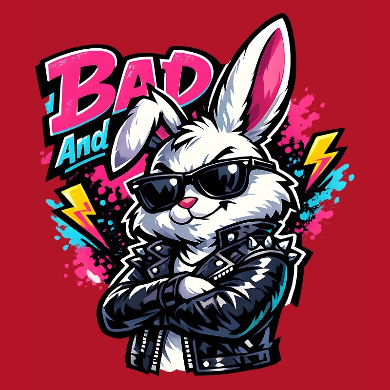 Bad Bunny Cute Easter Bunny with Colorful Egg