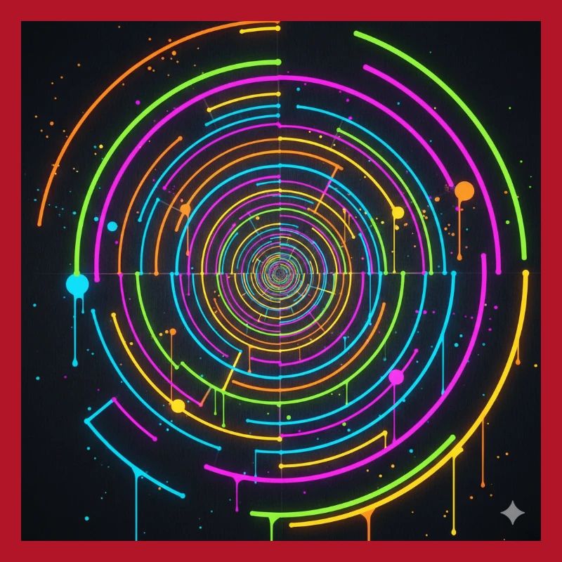Jeu de couleurs en spirale de cercle néon