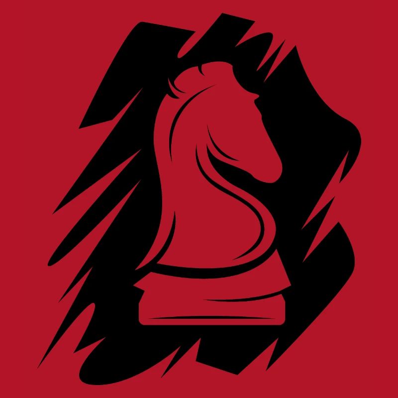 Icône d’illustration de cheval de brosse de logo d’échecs