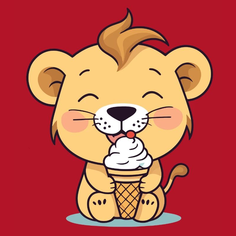 Löwe isst eis
