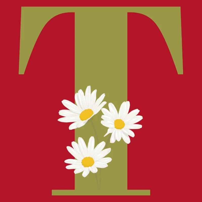 Buchstabe t grüne Gänseblümchen