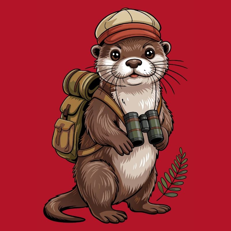 Adventure otter with binoculars