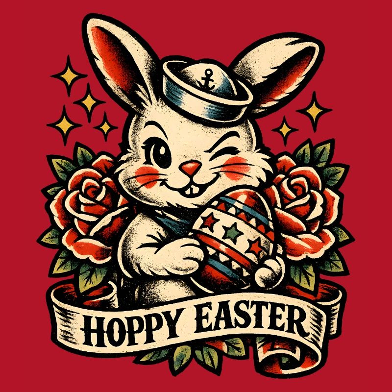 Hoppy Easter Easter Bunny with Easter Egg Vintage