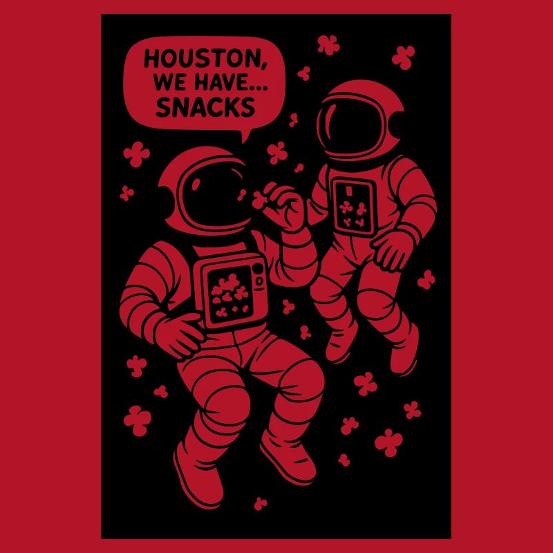 Astronautes avec pop-corn noir et blanc