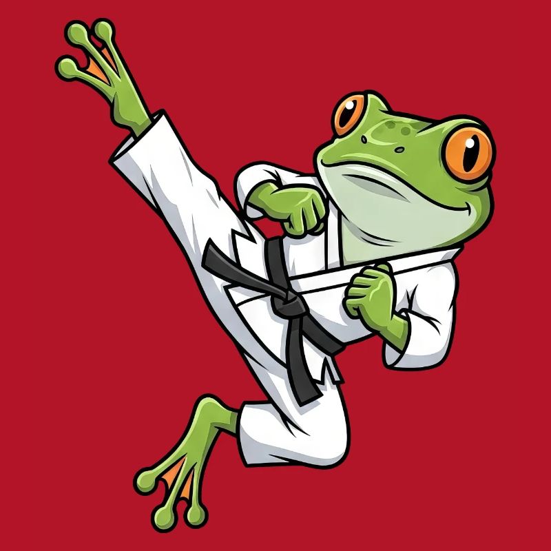 Whimsical Frog Toad Toad Karate Martial Arts