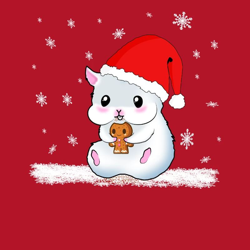 A Sweet Hamster Eats A Cookie While It Snows